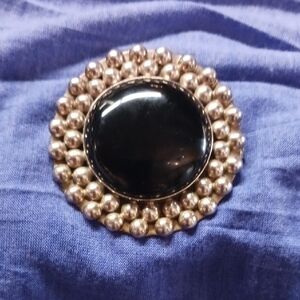 Sterling Tasco Black Onyx Brooch And Pin. A